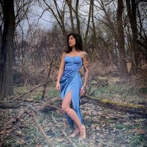 Satin Bustier Draped Dress